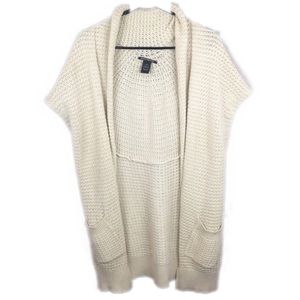 Lucky Brand Creme Knit Short Sleeve Cardigan - E91